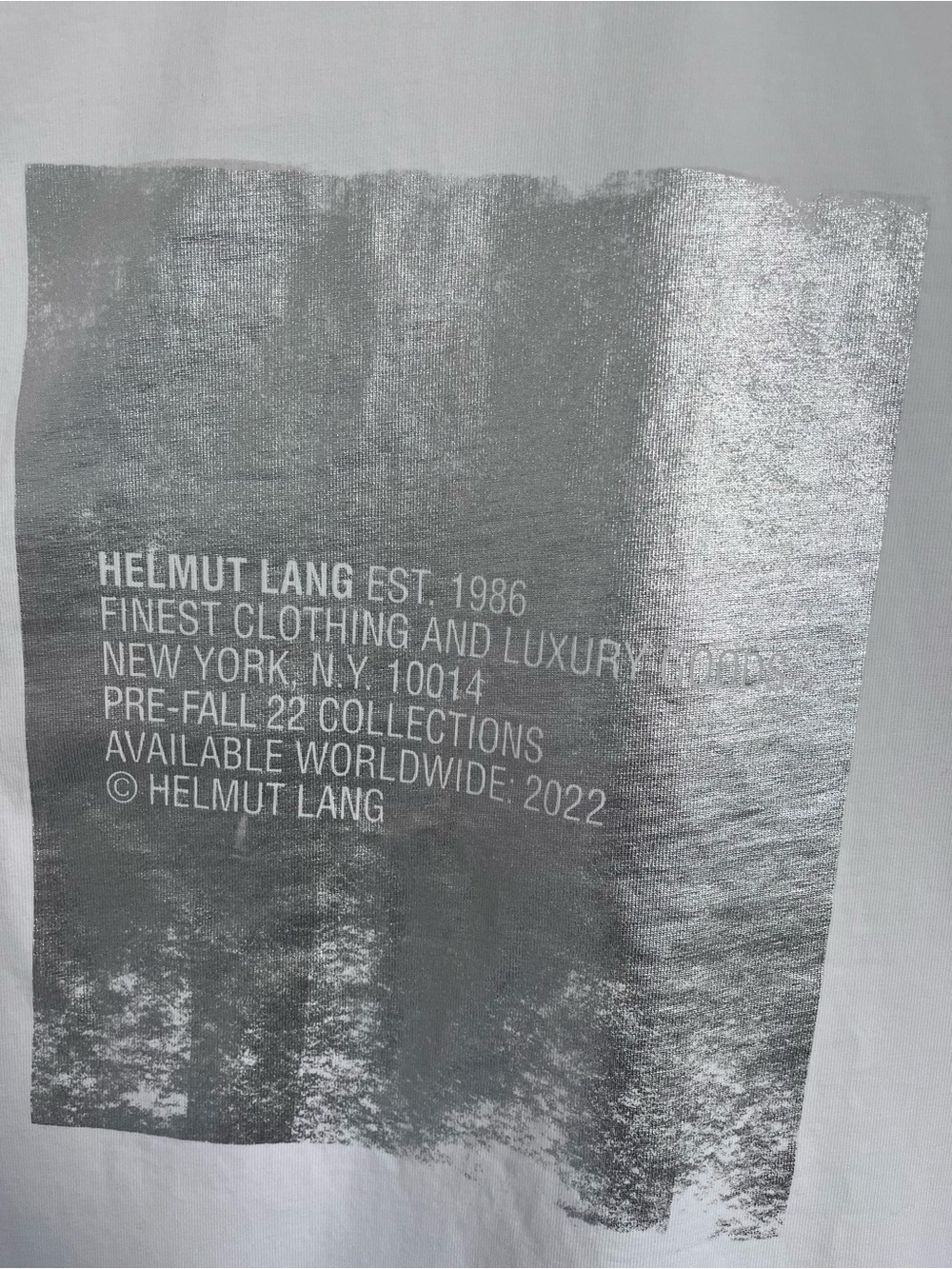 Helmut Lang Silver Gray Metallic Bedding Panel with Printed Logo